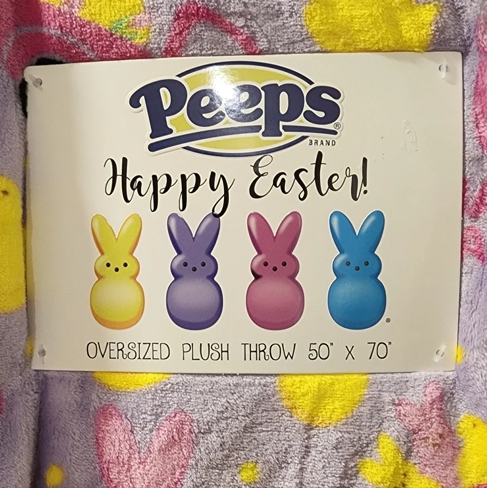 Peeps Lavender Happy Easter Oversized Plush Blanket Throw, NWT